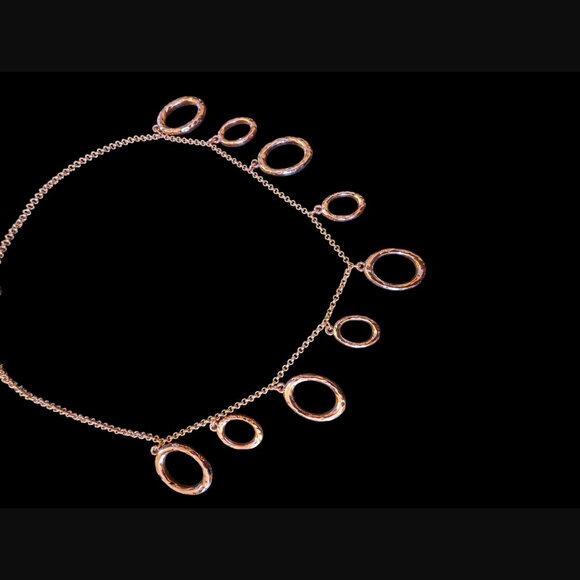 Ann Taylor Rose Gold Tone Geometric Textured Open Oval 18.25" Necklace - Picture 5 of 8